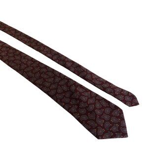 Geoffrey Beene Silk Tie Paisley Burgundy Blue Mens Necktie Office Formal Gift
